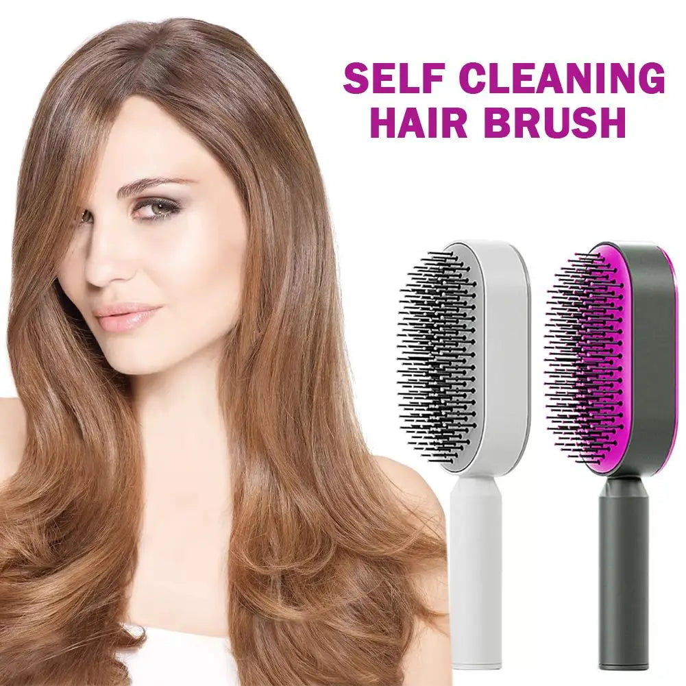 Self Cleaning Hairbrush Women Hair Brush One